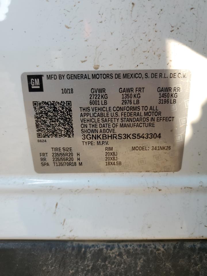 3GNKBHRS3KS543304 2019 Chevrolet Blazer 3Lt