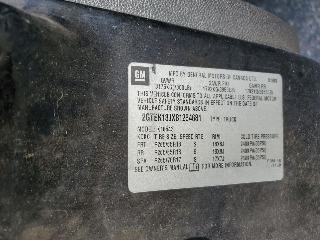 2GTEK13JX81254681 2008 GMC Sierra K1500