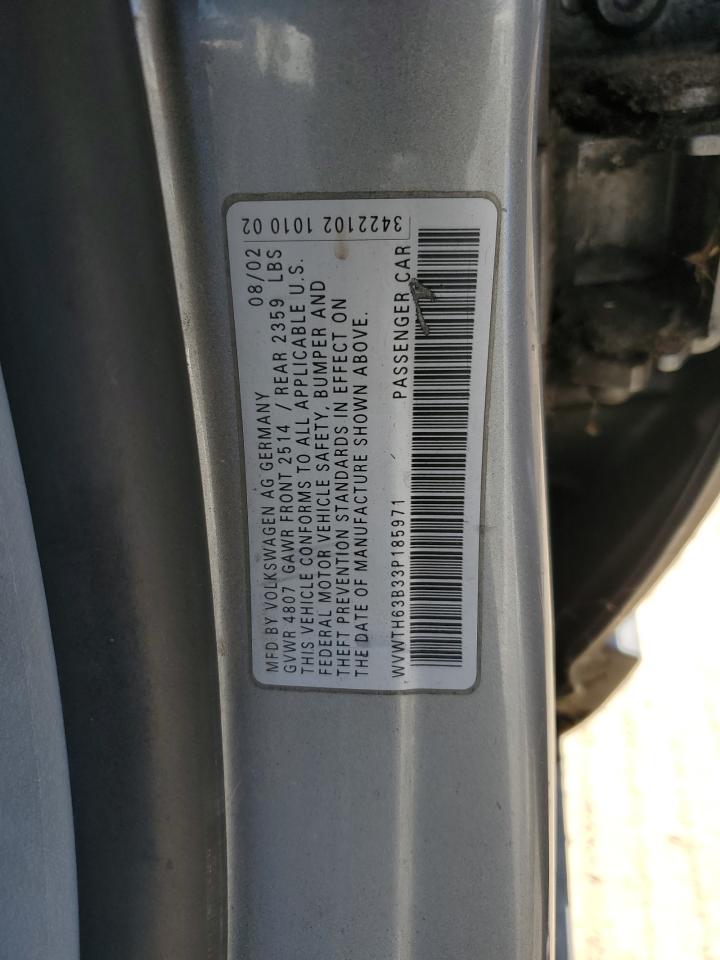 WVWTH63B33P185971 2003 Volkswagen Passat Glx 4Motion