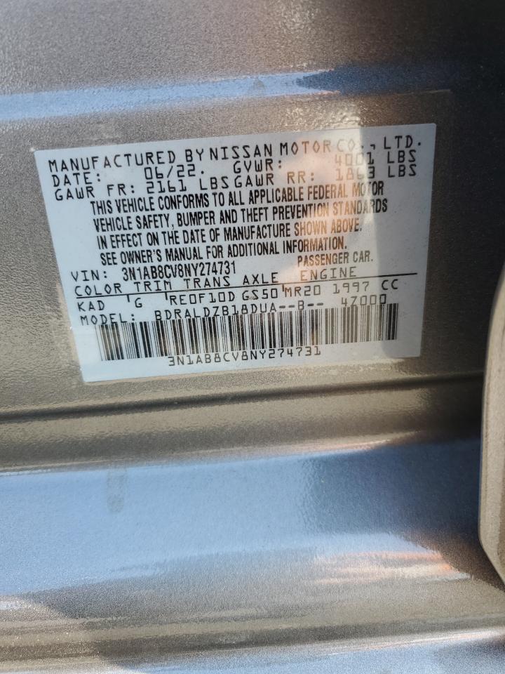 3N1AB8CV8NY274731 2022 Nissan Sentra Sv