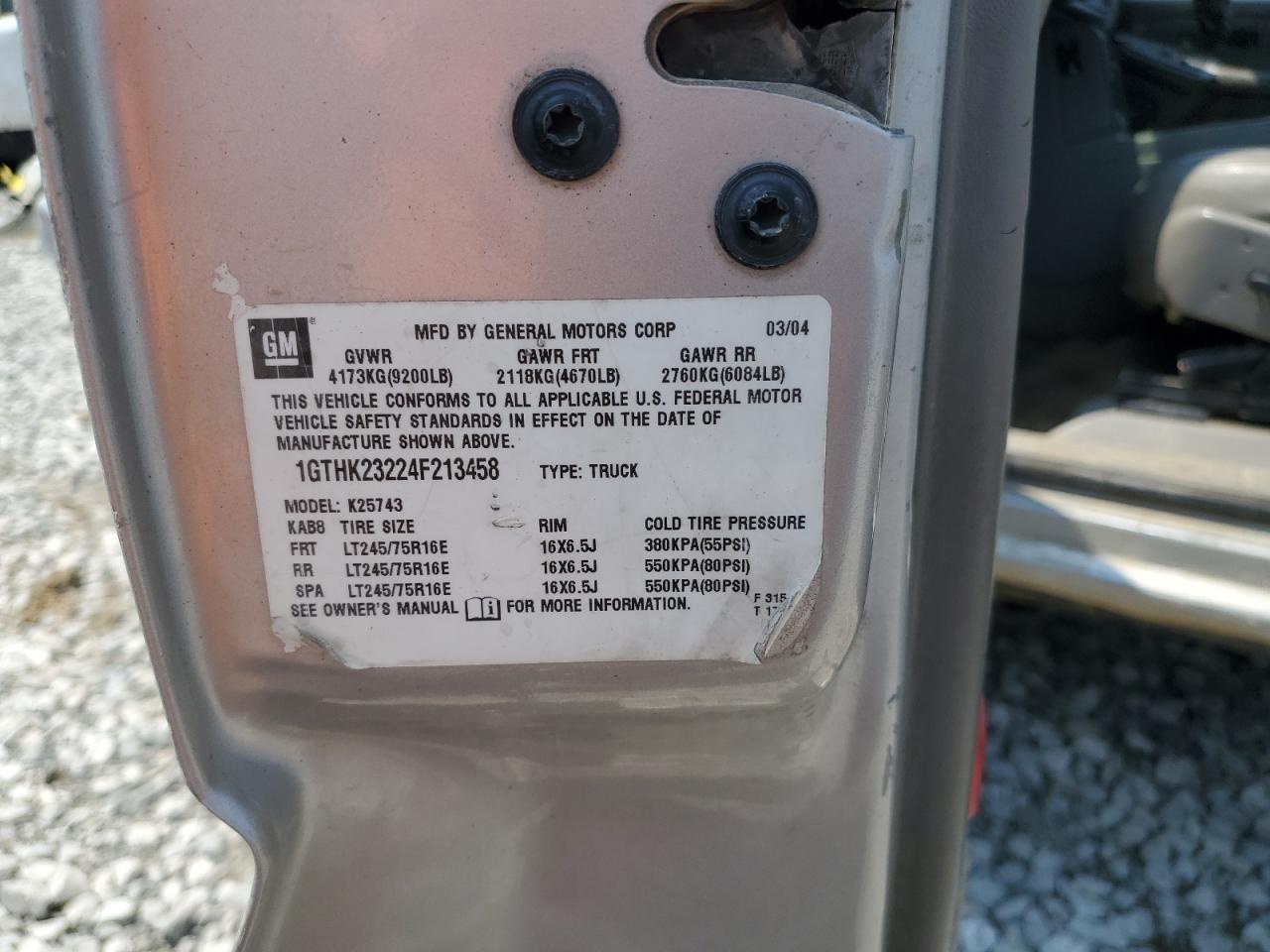 1GTHK23224F213458 2004 GMC Sierra K2500 Heavy Duty