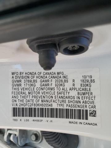 2019 HONDA CIVIC SPOR - 2HGFC2F80KH605548