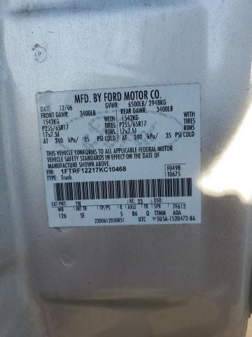 2007 Ford F150 VIN: 1FTRF12217KC10468 Lot: 61055774