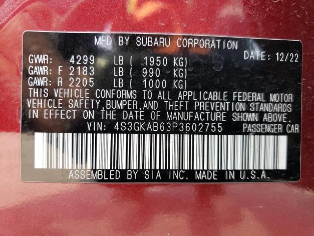 2023 SUBARU IMPREZA - 4S3GKAB63P3602755