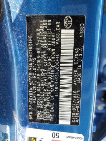 VIN 4T1B31HK8KU006440 2019 Toyota Camry, LE no.12