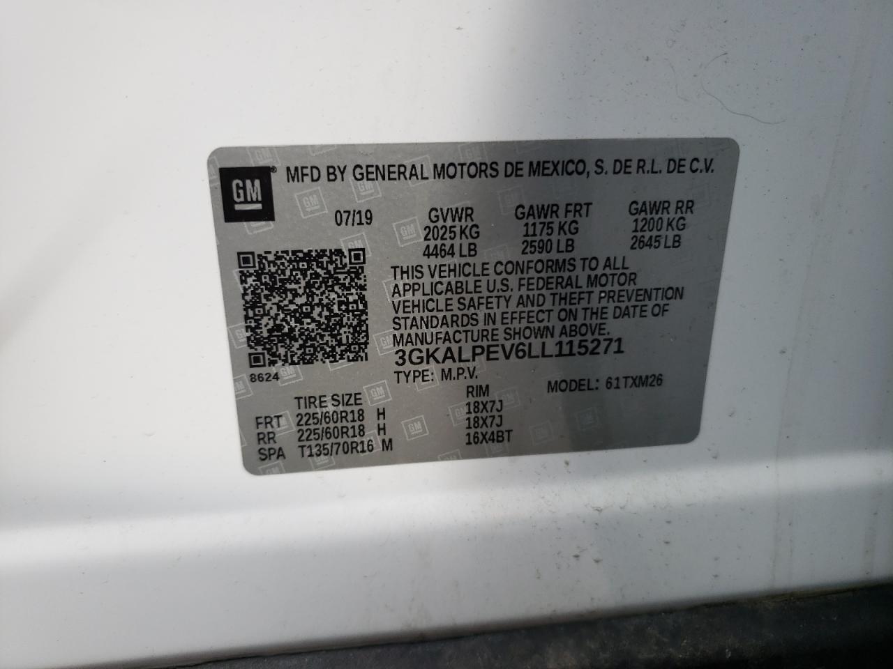 3GKALPEV6LL115271 2020 GMC Terrain Slt