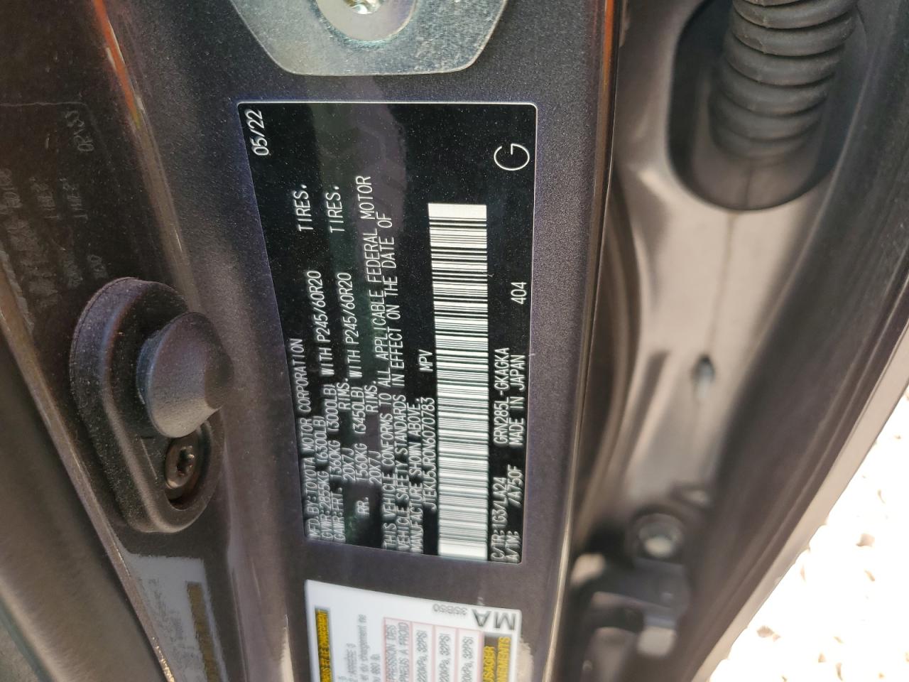 JTEKU5JR0N6070783 2022 Toyota 4Runner Limited