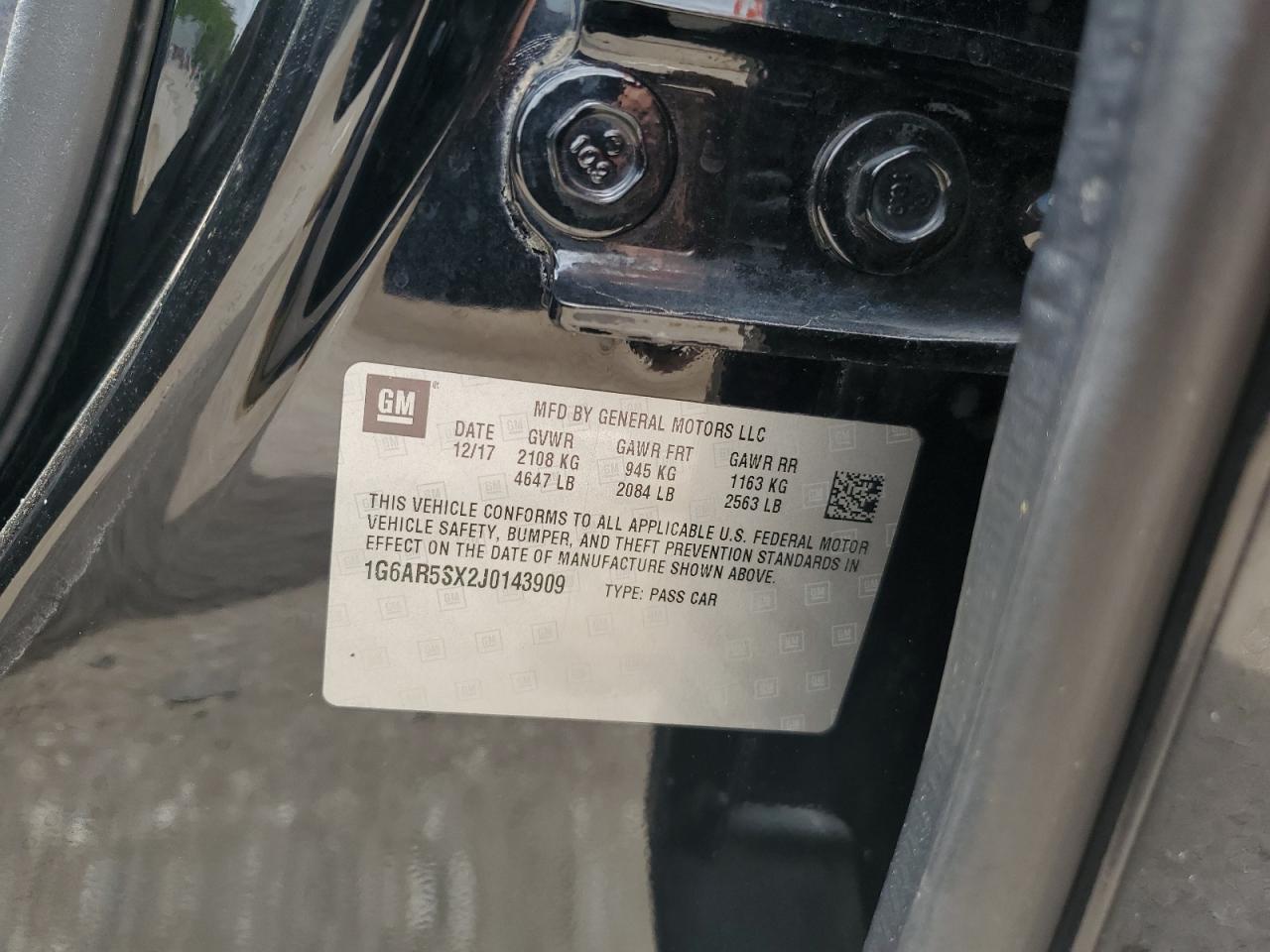 1G6AR5SX2J0143909 2018 Cadillac Cts Luxury