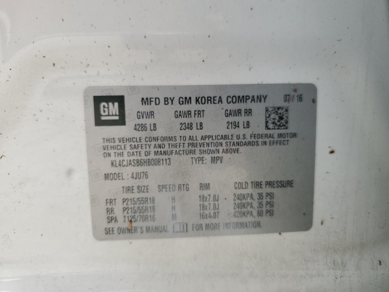 KL4CJASB6HB008113 2017 Buick Encore Preferred