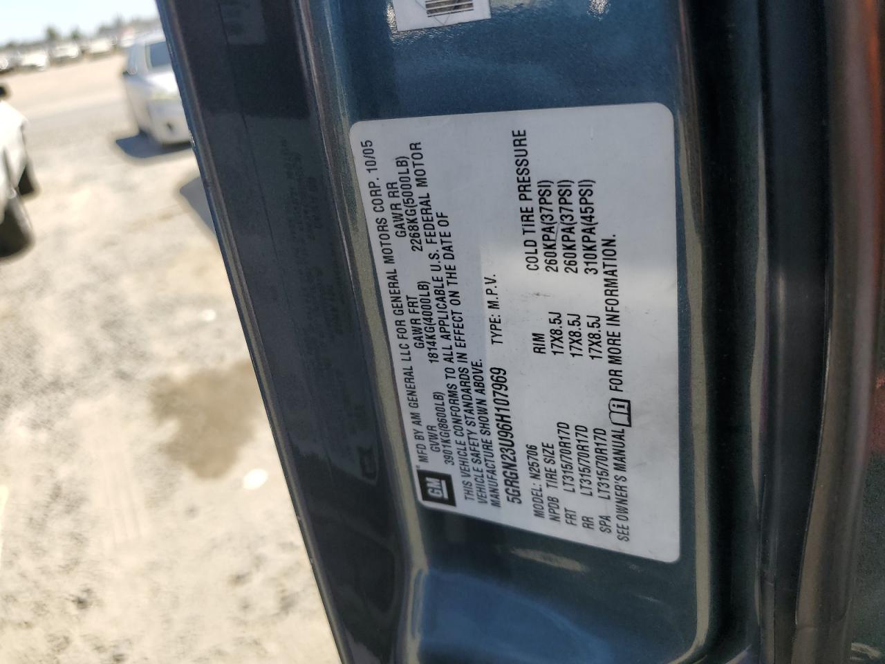 5GRGN23U96H107969 2006 Hummer H2