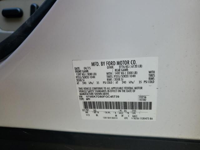 2015 FORD EXPLORER X - 1FM5K7D80FGC45739