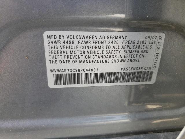 2008 Volkswagen Passat Komfort VIN: WVWAK73C98P044031 Lot: 61277684