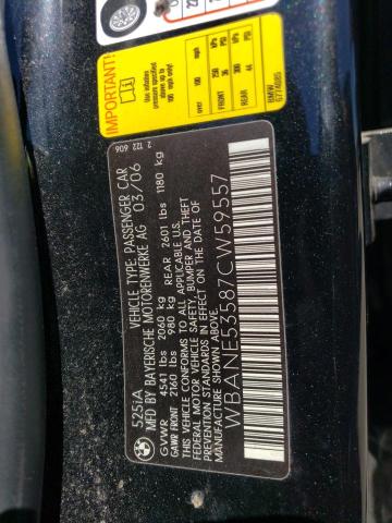 2007 BMW 525 I VIN: WBANE53587CW59557 Lot: 61939754