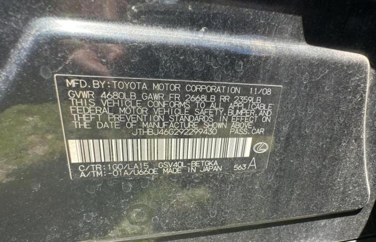 JTHBJ46G292299430 2009 Lexus Es 350