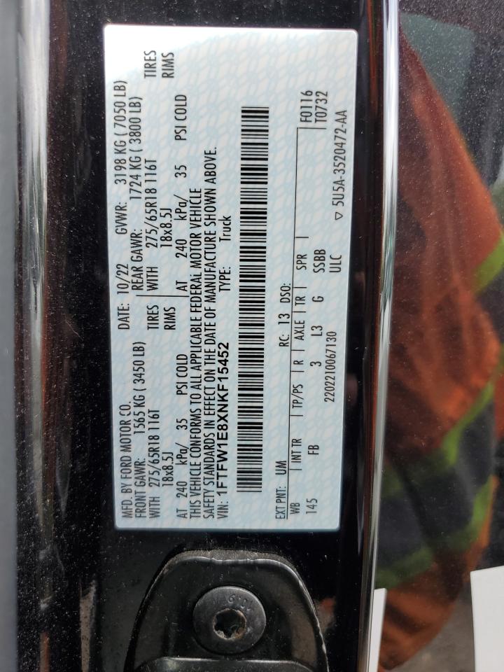 1FTFW1E8XNKF15452 2022 Ford F150 Supercrew
