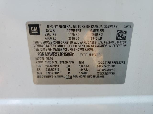 VIN 2GNAXWEX7J6150681 2018 Chevrolet Equinox, Premier no.13