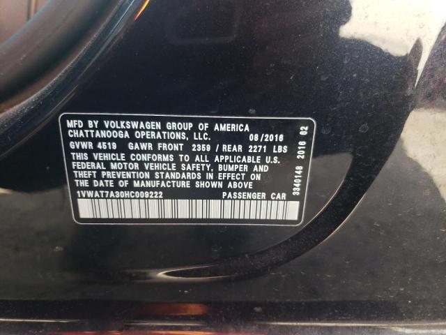 2017 Volkswagen Passat S VIN: 1VWAT7A30HC009222 Lot: 61900504