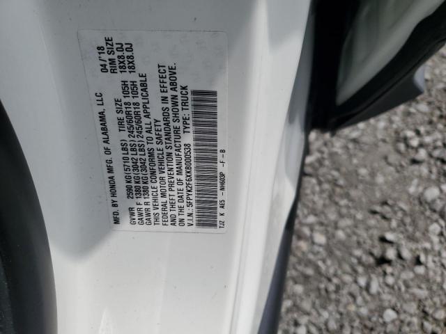 2019 HONDA RIDGELINE - 5FPYK2F6XKB000538