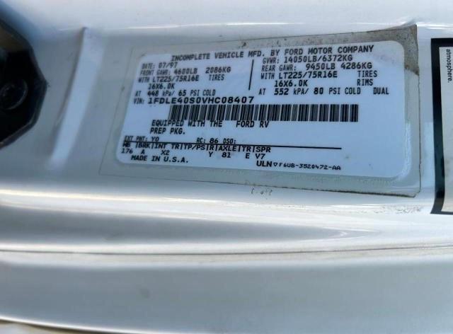 1997 Ford Econoline E450 Super Duty Cutaway Van Rv VIN: 1FDLE40S0VHC08407 Lot: 61714994