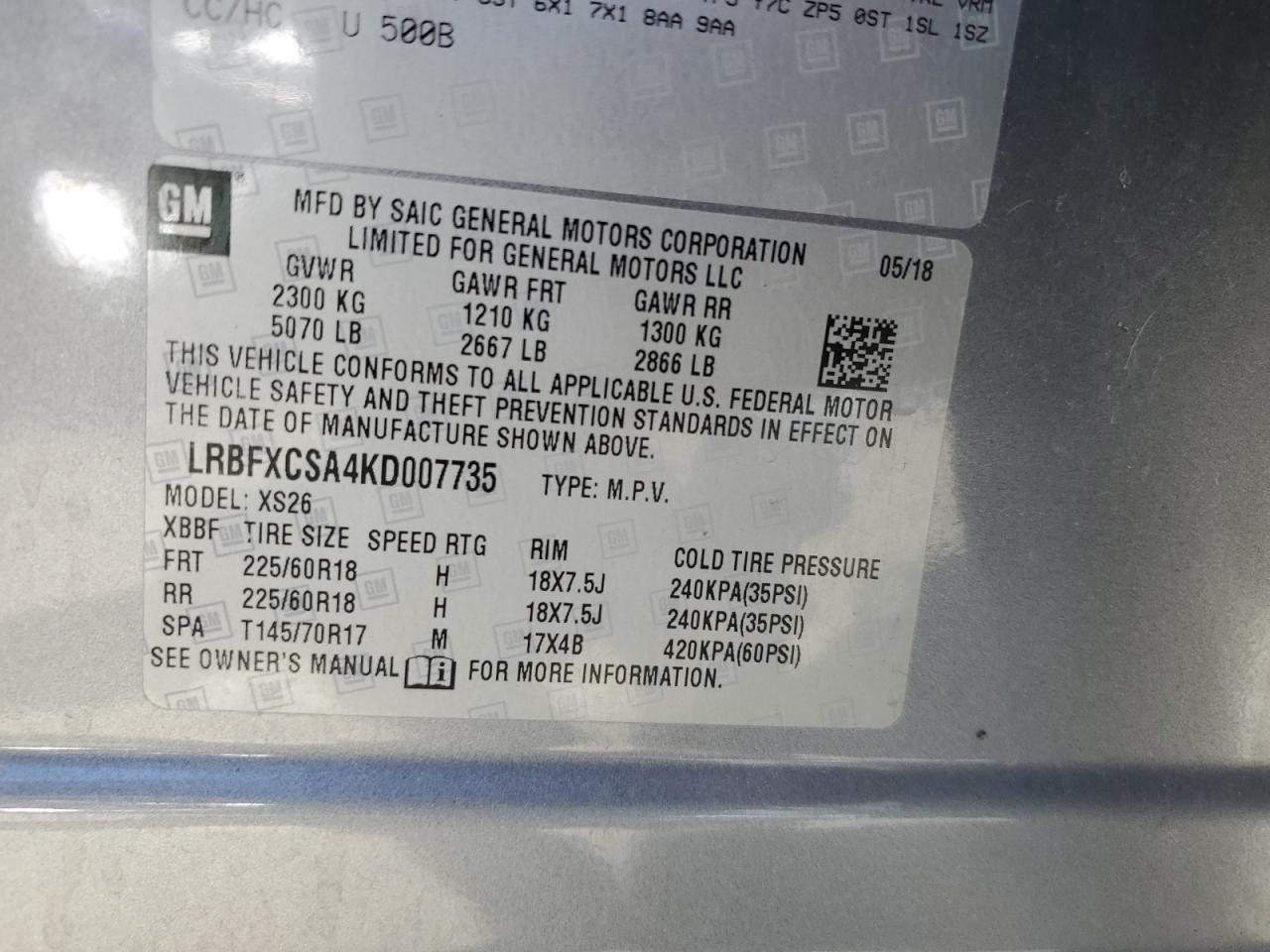 LRBFXCSA4KD007735 2019 Buick Envision Essence