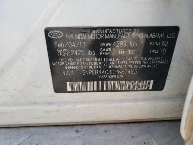 2013 Hyundai Sonata Gls VIN: 5NPEB4AC3DH687483 Lot: 60446094