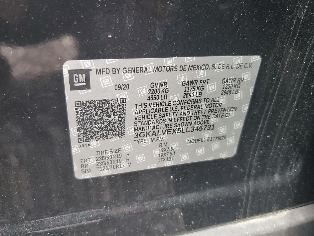 3GKALVEX5LL345731 2020 GMC Terrain Slt