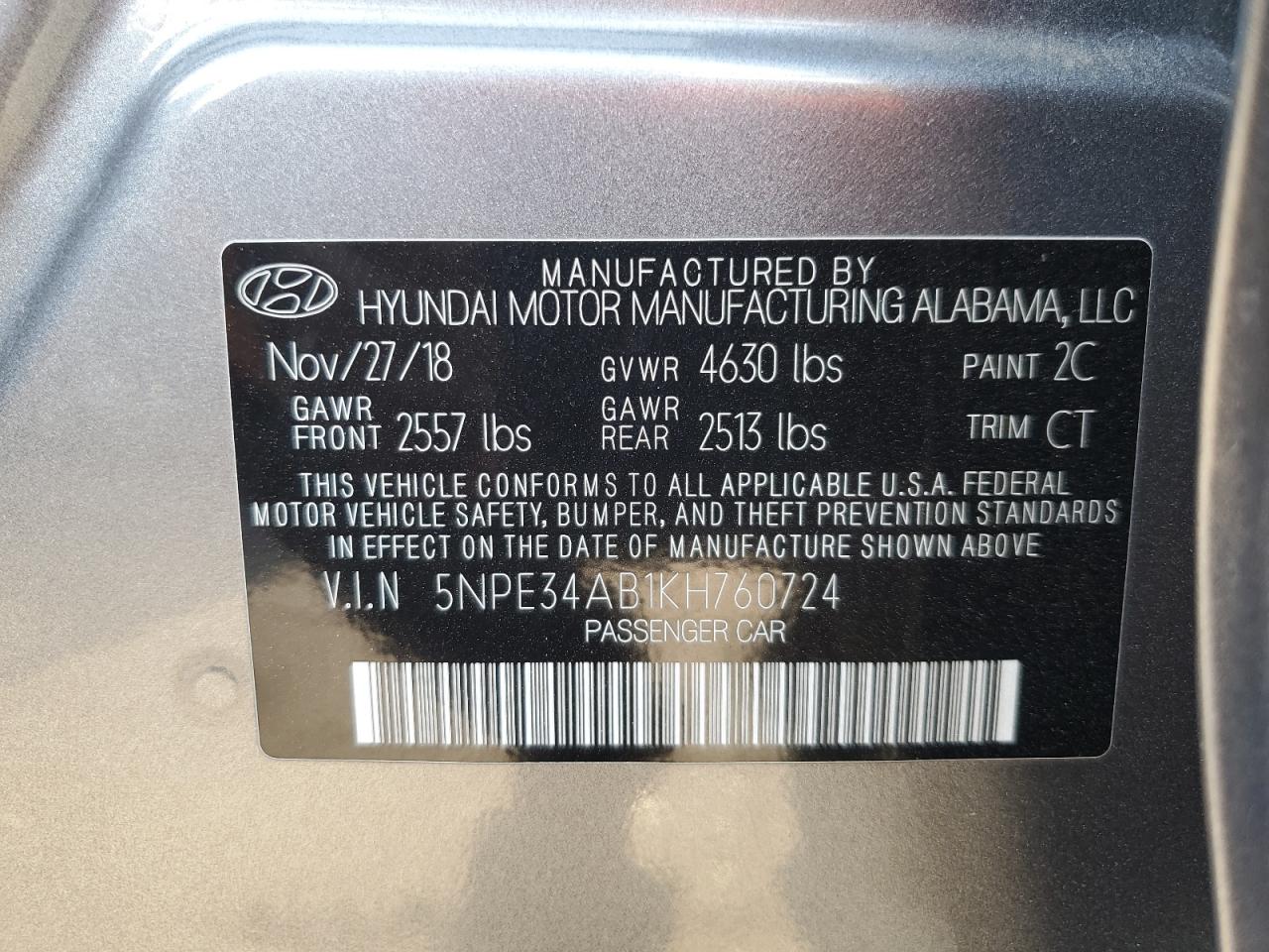 5NPE34AB1KH760724 2019 Hyundai Sonata Limited Turbo