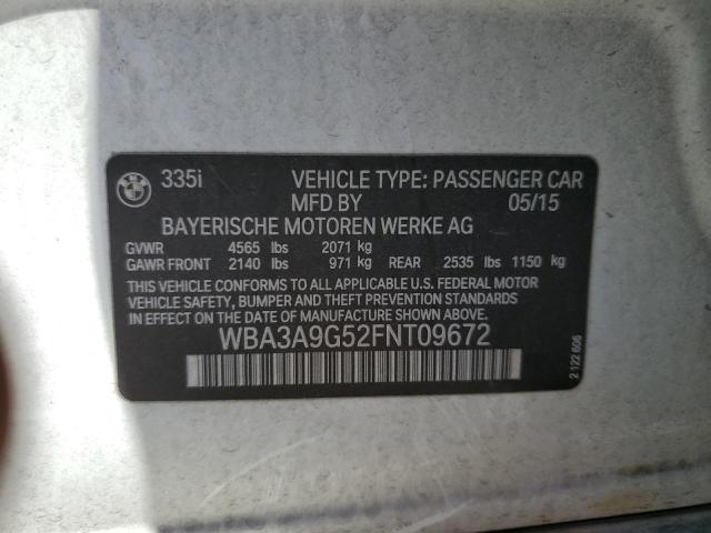 VIN WBA3A9G52FNT09672 2015 BMW 3 Series, 335 I no.12