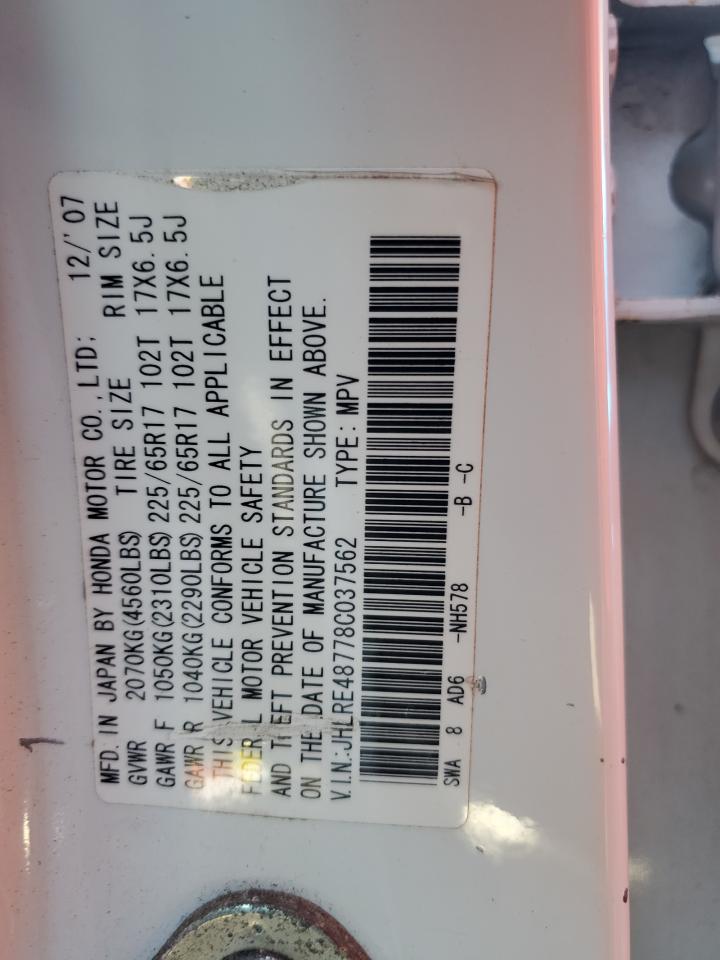 JHLRE48778C037562 2008 Honda Cr-V Exl