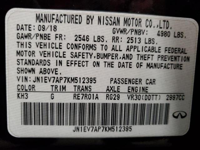 2019 Infiniti Q50 Luxe VIN: JN1EV7AP7KM512395 Lot: 61709304