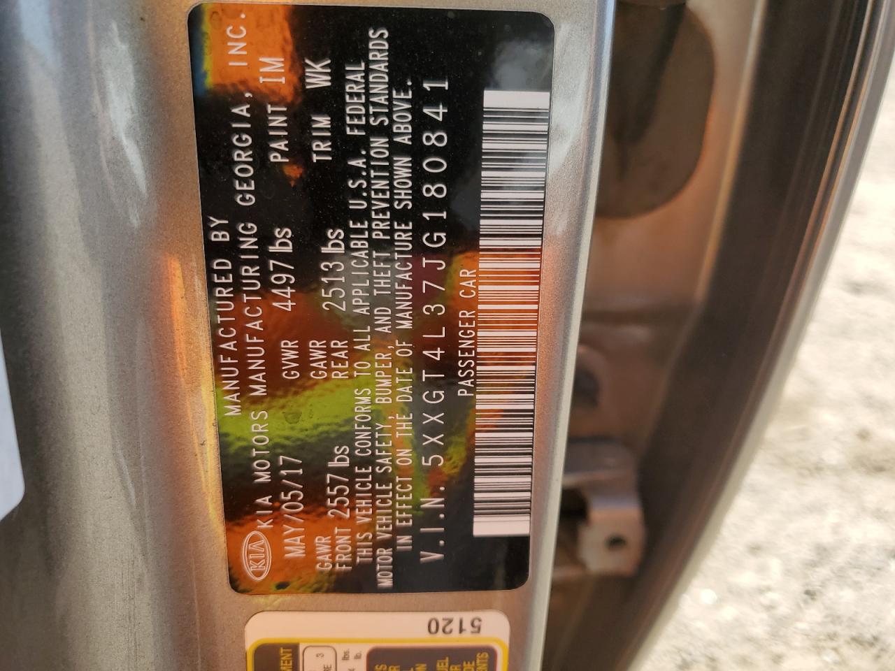 5XXGT4L37JG180841 2018 Kia Optima Lx