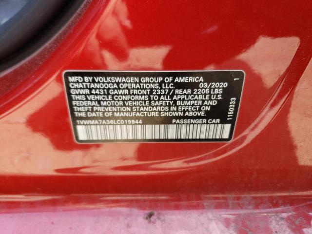 2020 Volkswagen Passat R-Line VIN: 1VWMA7A36LC019944 Lot: 61050814