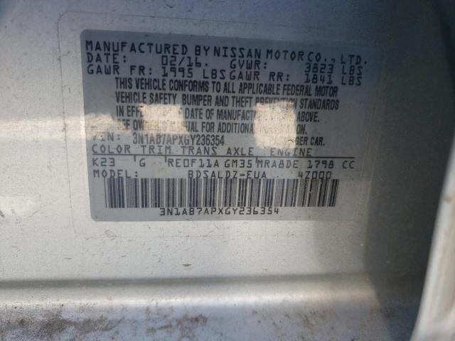 2016 Nissan Sentra S VIN: 3N1AB7APXGY236354 Lot: 61654674