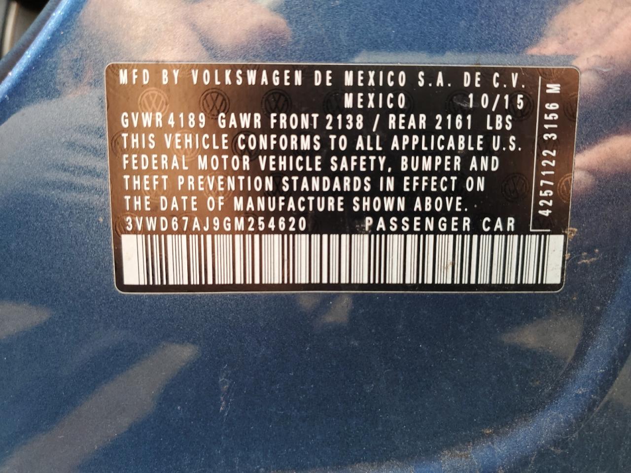 3VWD67AJ9GM254620 2016 Volkswagen Jetta Se