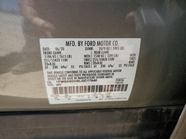 2020 Ford Explorer Xlt VIN: 1FMSK8DH8LGC17840 Lot: 61637664