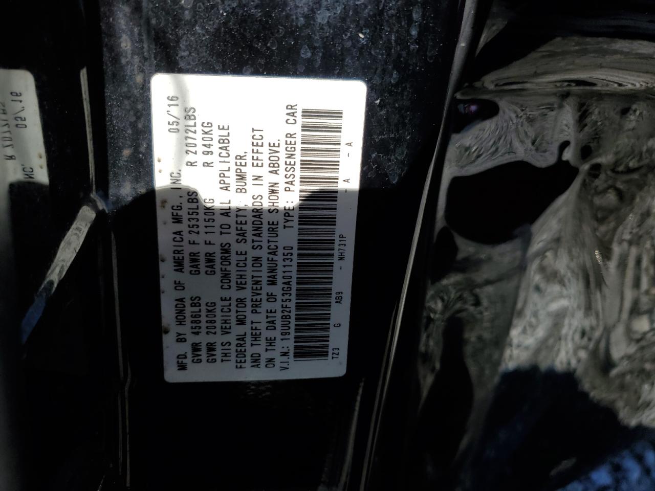 19UUB2F53GA011350 2016 Acura Tlx Tech