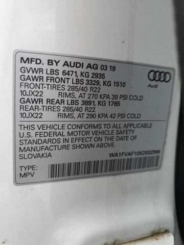 2019 AUDI Q8 PRESTIG - WA1FVAF10KD032986