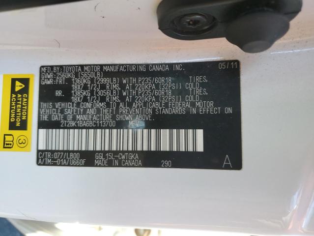 2011 Lexus Rx 350 VIN: 2T2BK1BA6BC113700 Lot: 62114854