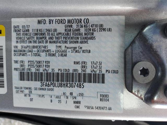 2017 Ford Fusion Se Hybrid VIN: 3FA6P0LU8HR307485 Lot: 61445364