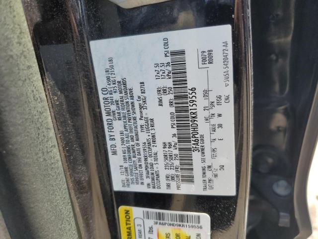 2019 Ford Fusion Se VIN: 3FA6P0HD9KR159556 Lot: 62846914