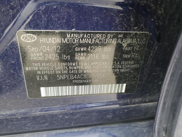 2013 Hyundai Sonata Gls VIN: 5NPEB4AC8DH595477 Lot: 62358374