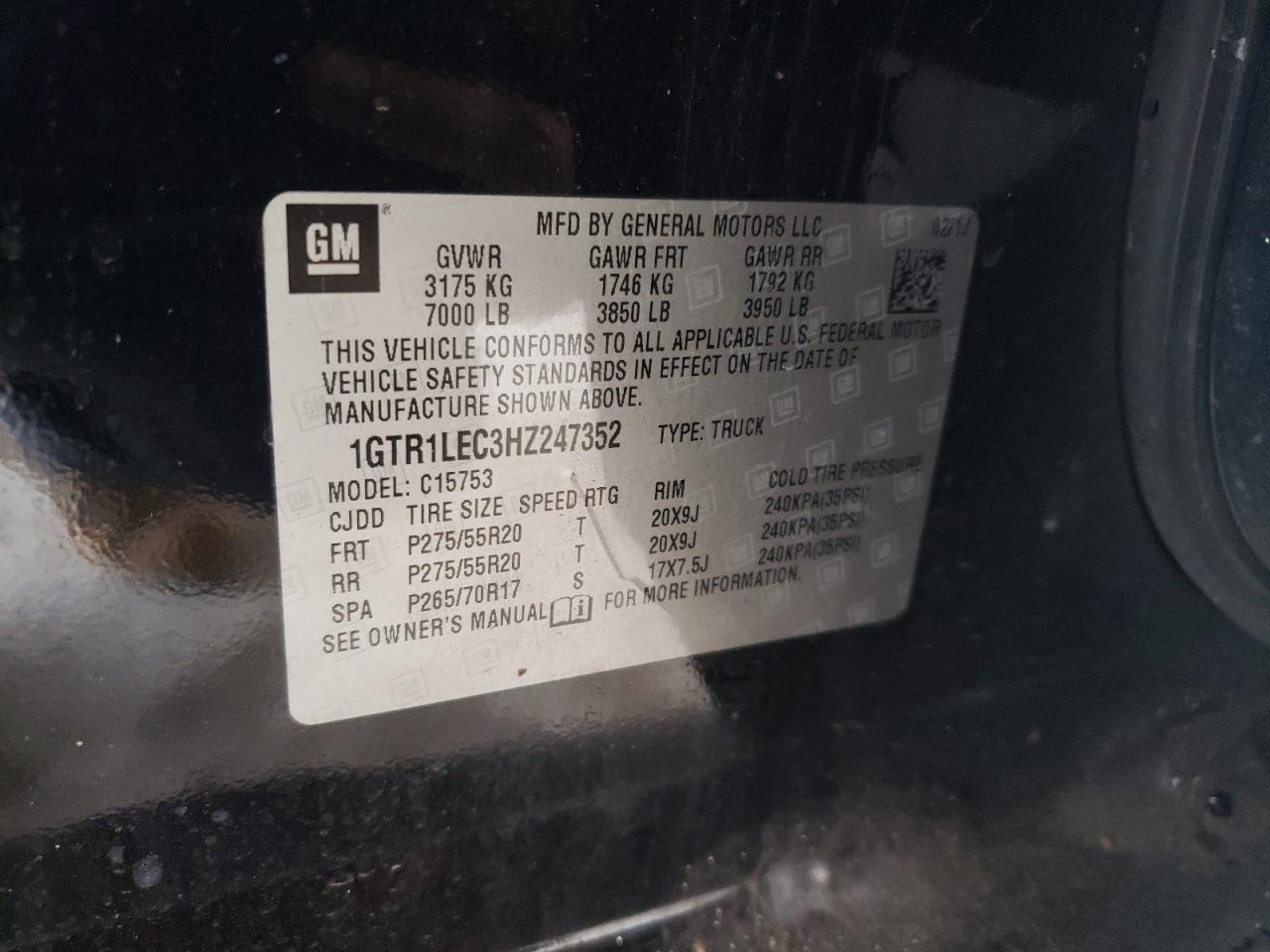 1GTR1LEC3HZ247352 2017 GMC Sierra C1500