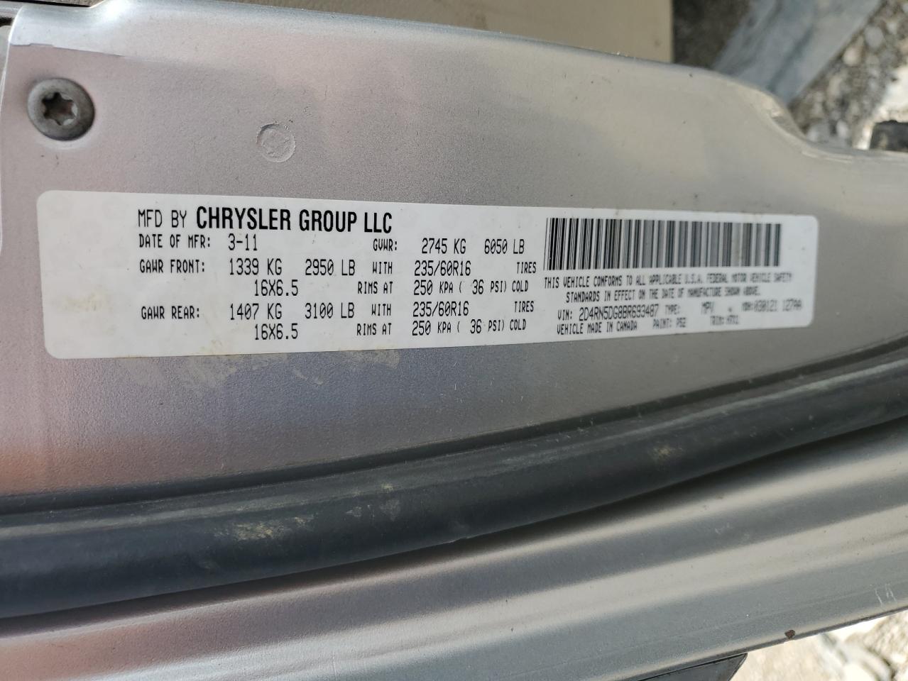 2D4RN5DG8BR693487 2011 Dodge Grand Caravan Crew