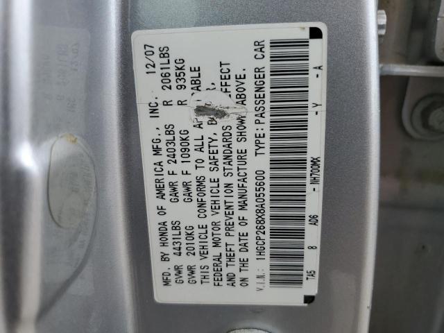 2008 HONDA ACCORD EXL 1HGCP268X8A055600  64722774