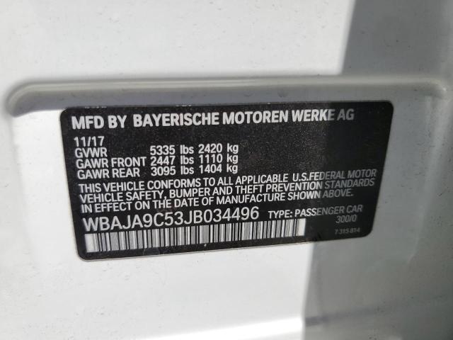 VIN WBAJA9C53JB034496 2018 BMW 5 Series, 530E no.12