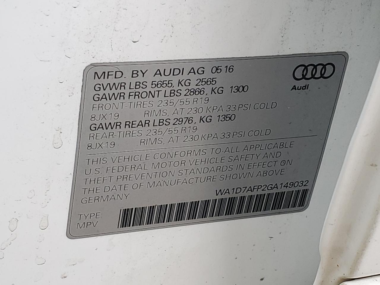 WA1D7AFP2GA149032 2016 Audi Q5 Premium Plus S-Line