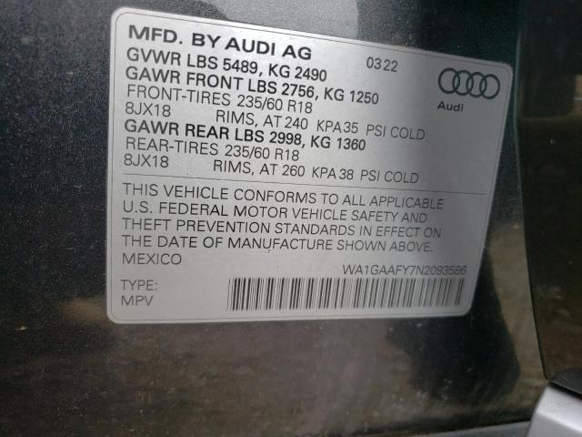 VIN WA1GAAFY7N2093586 2022 Audi Q5, Premium 45 no.13