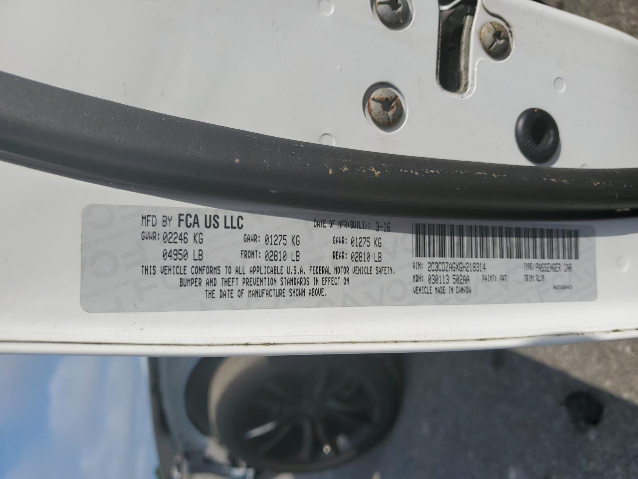 2C3CDZAGXGH218314 2016 Dodge Challenger Sxt