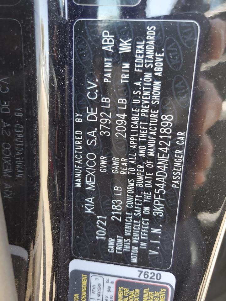 3KPF54AD4NE421898 2022 Kia Forte Gt Line