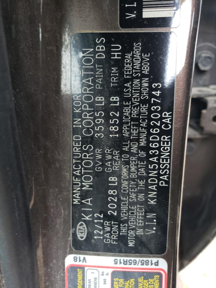 KNADN5A36D6203743 2013 Kia Rio Ex